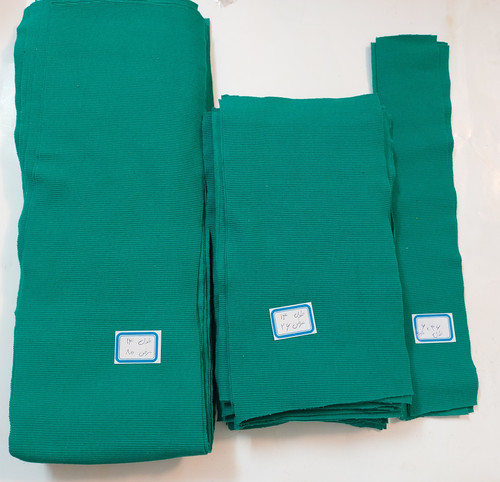 کشباف برش خورده آماده دوخت نخ پنبه ۳ تیکه ای رنگ سبز چمنی