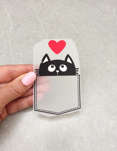 استیکر پارچه و لباس، جیبی گربه و قلب