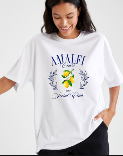استیکر پارچه و لباس تابستانی لیمو و متن AMALFI