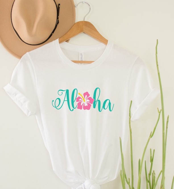 استیکر پارچه و لباس طرح تابستانی aloha و گل