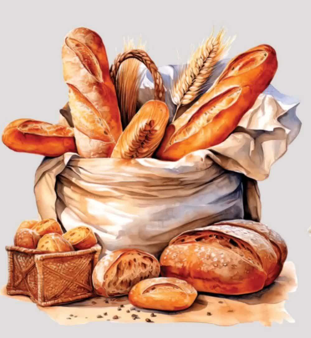 استیکر پارچه و لباس ( طرح  کیسه نان باگت و گندم)