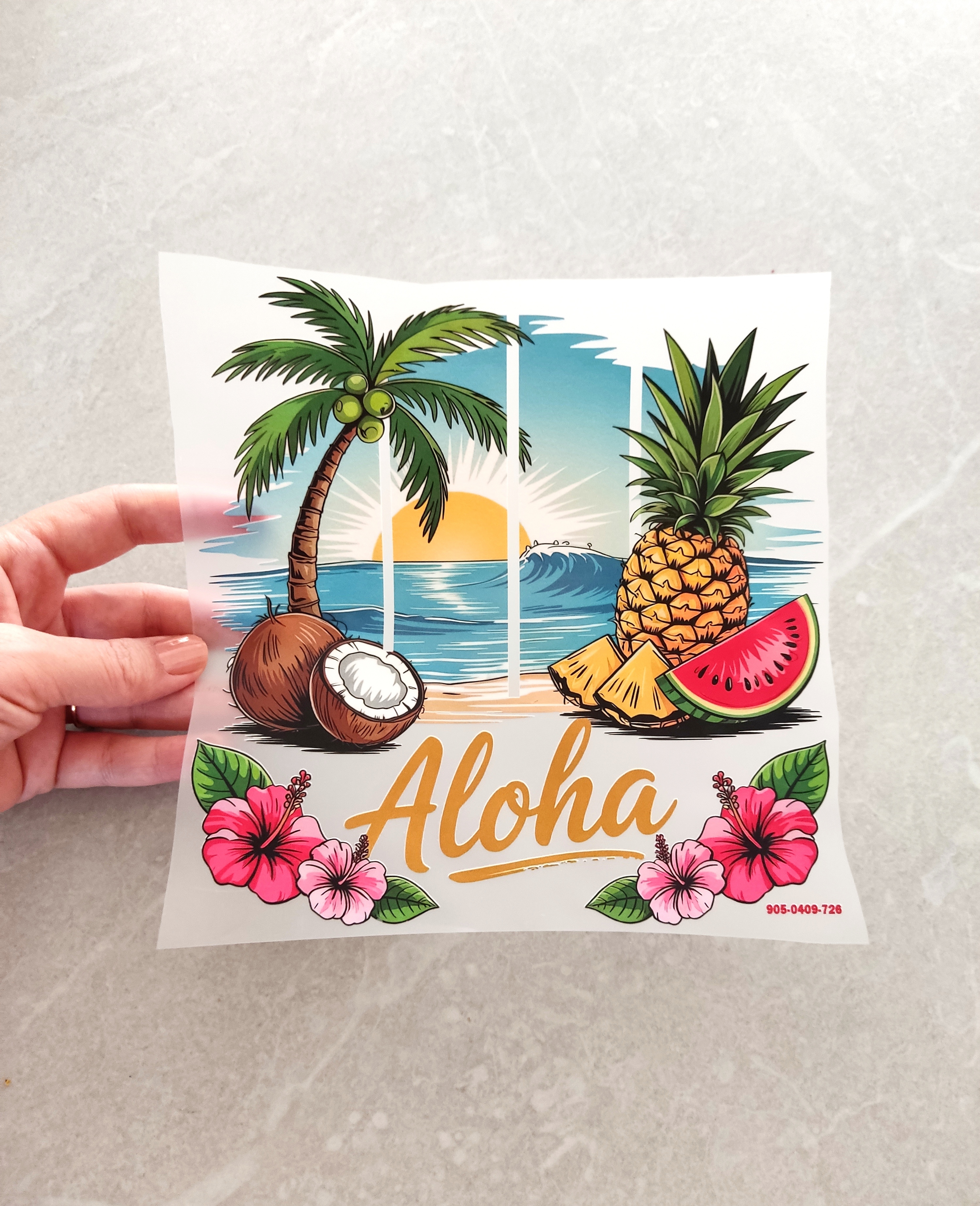 استیکر پارچه و لباس طرح تابستانی ، نخل و ساحلAloha