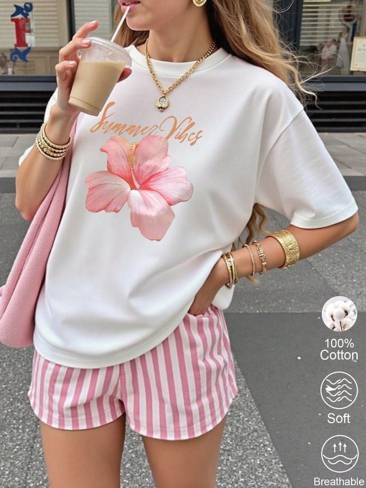 استیکر پارچه و لباس، طرح گل تابستانی، summer vibes