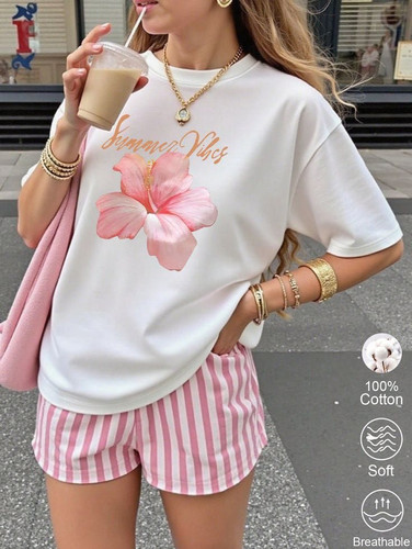 استیکر پارچه و لباس، طرح گل تابستانی، summer vibes