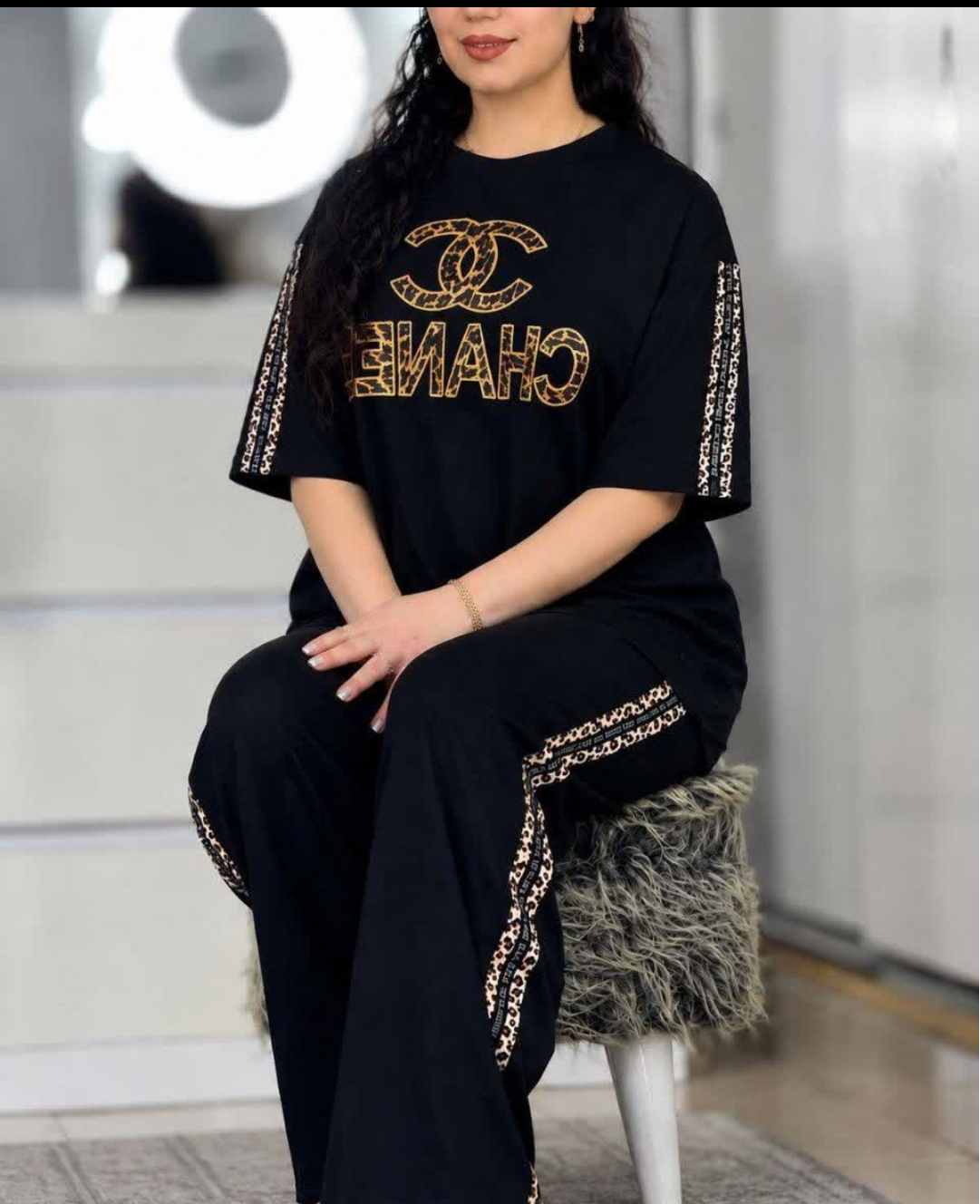 استیکر پارچه و لباس طرح چنل پلنگی ، CHANEL