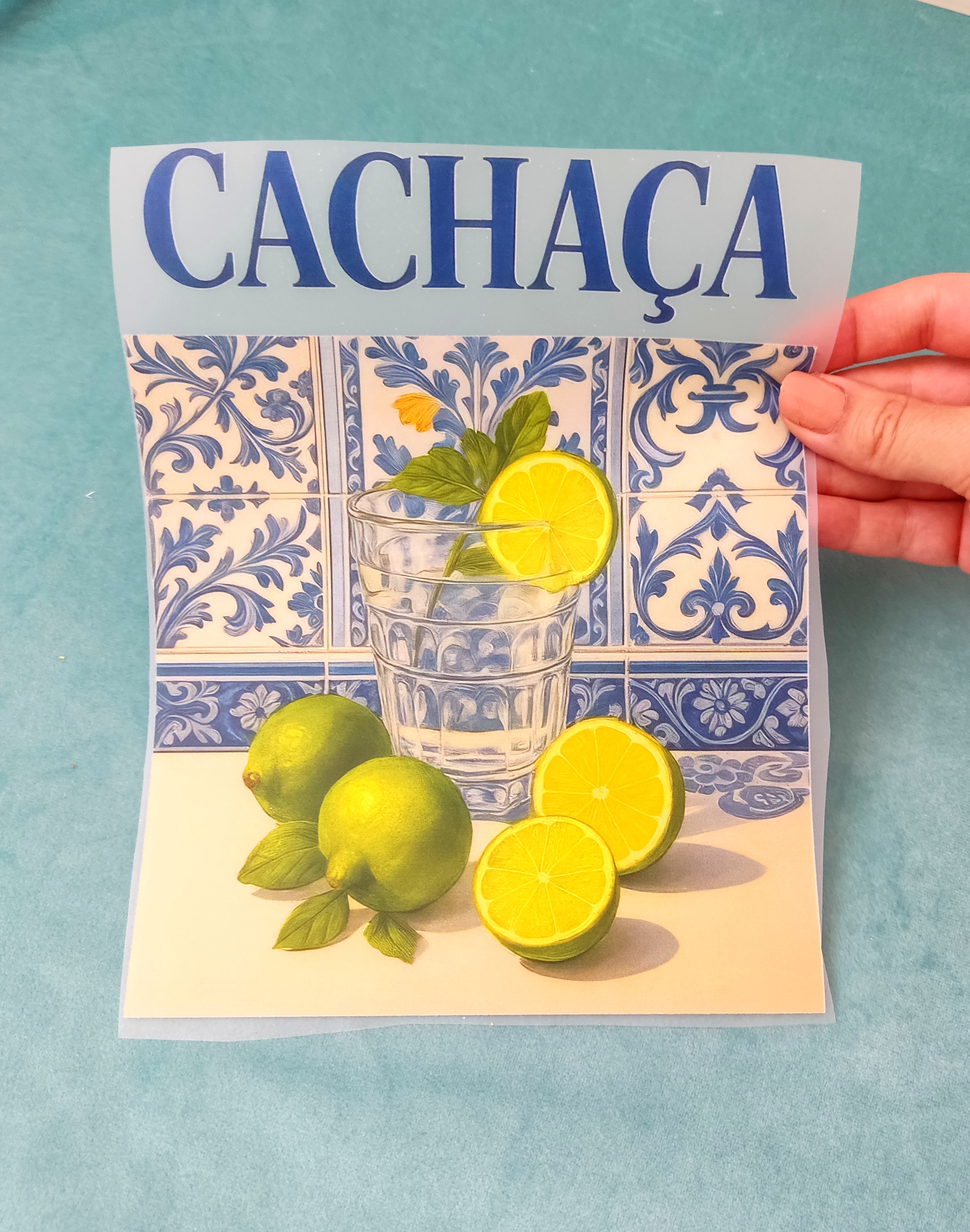 استیکر پارچه و لباس، طرح تابستانی لیمو اسلیمی CACHACA