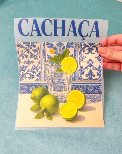 استیکر پارچه و لباس، طرح تابستانی لیمو اسلیمی CACHACA