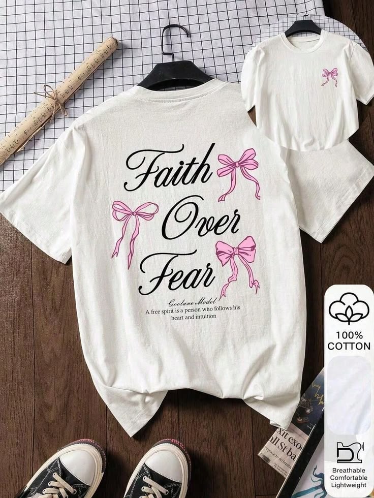 استیکر پارچه و لباس طرح پاپیون و متن faith