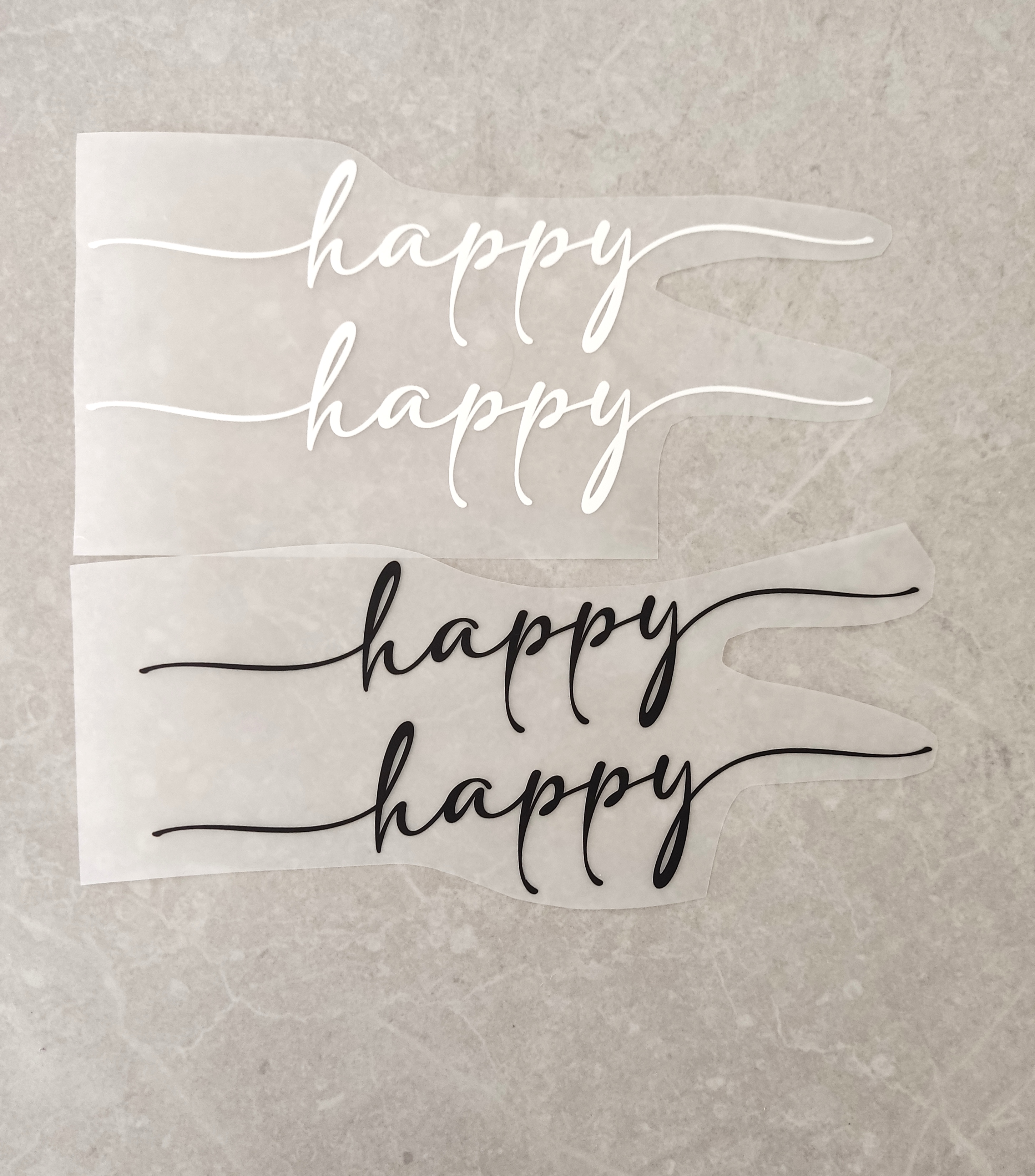 استیکر پارچه و لباس، متن انگلیسی شاد، فروش جفتی (happy)