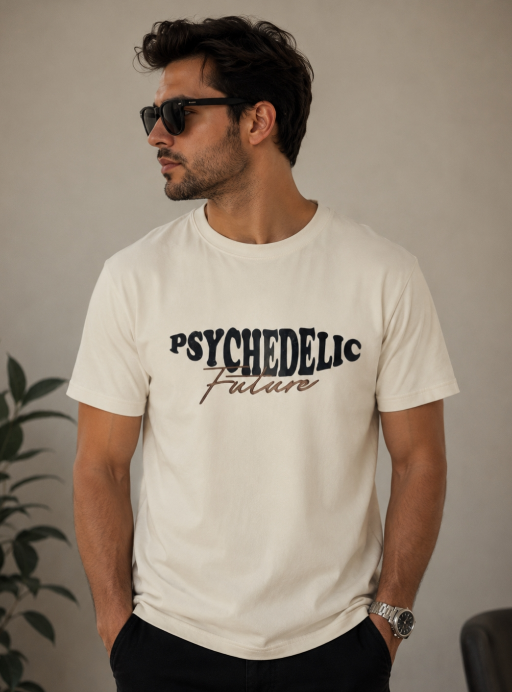 برچسب اتویی متن انگیسی،psychedelic future (آینده‌ای رنگارنگ، جسور و خیال‌انگیز»