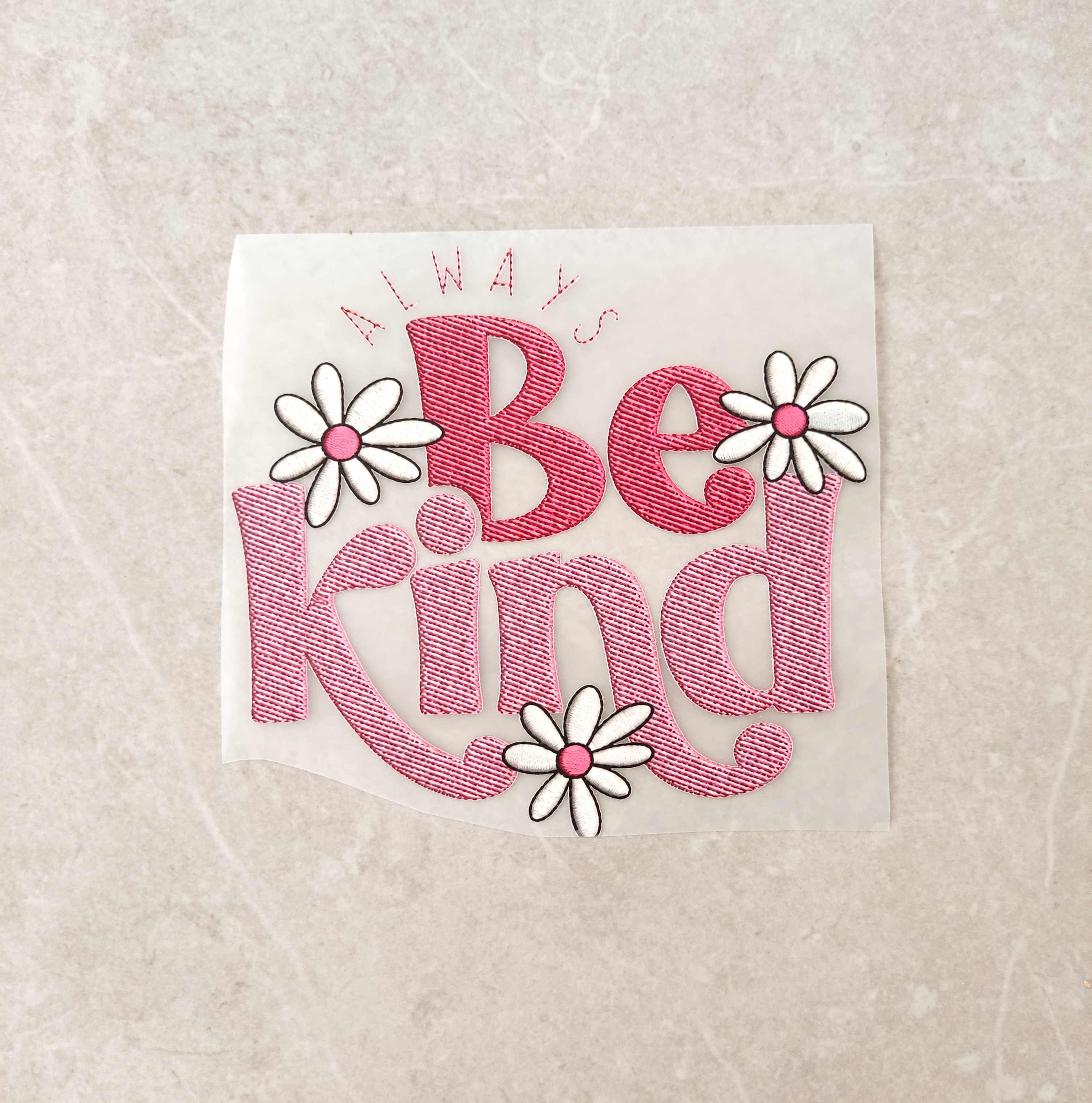 استیکر پارچه و لباس دخترانه (be kind)مهربان باش، طرح گلدوزی