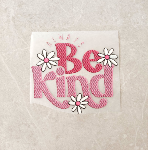 استیکر پارچه و لباس دخترانه (be kind)مهربان باش، طرح گلدوزی