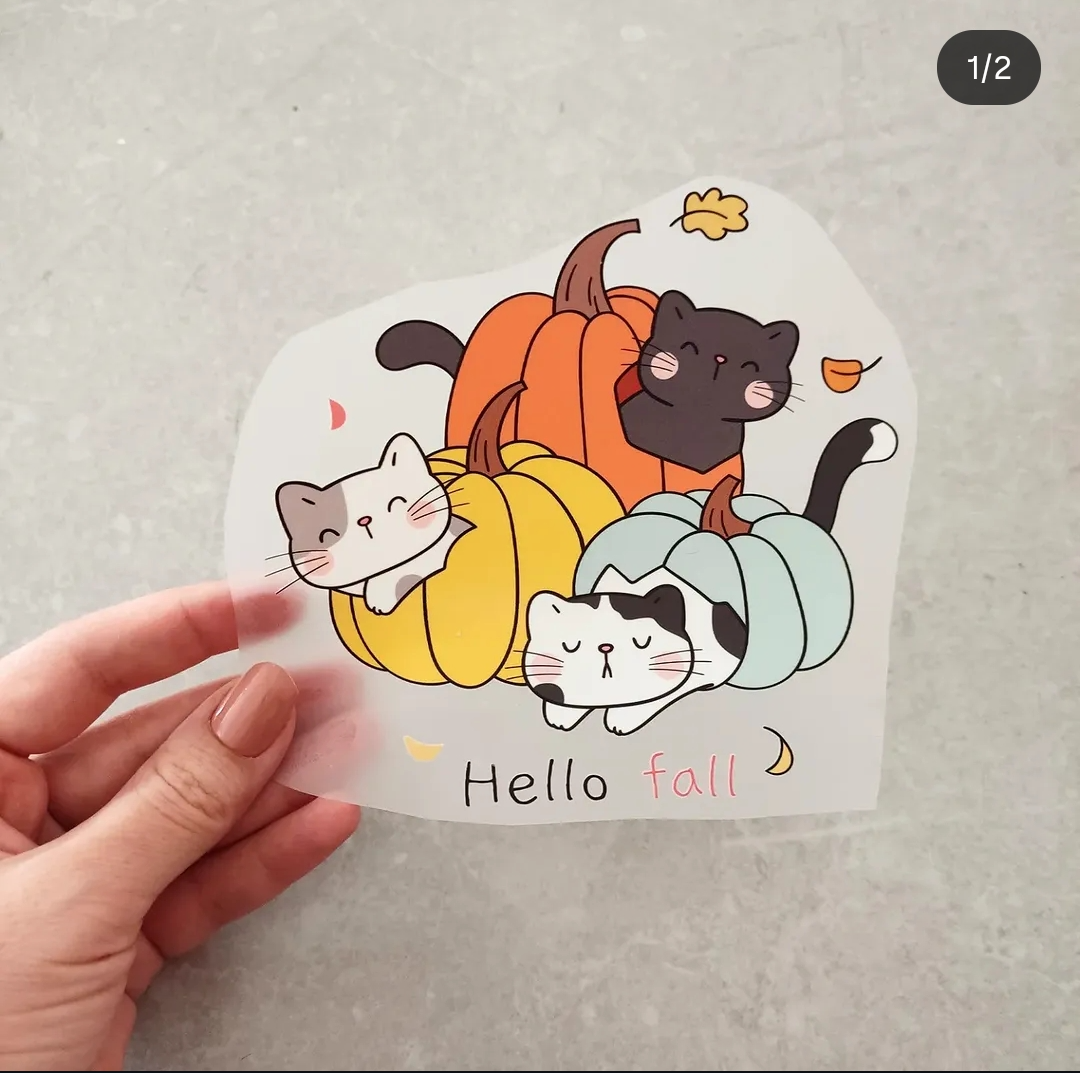 استیکر پارچه و لباس گربه ها و کدوها
