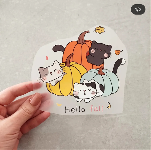 استیکر پارچه و لباس گربه ها و کدوها