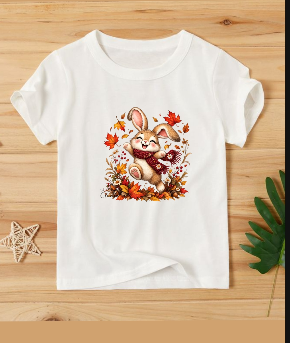 استیکر پارچه و لباس ( خرگوش و برگ پاییزی)